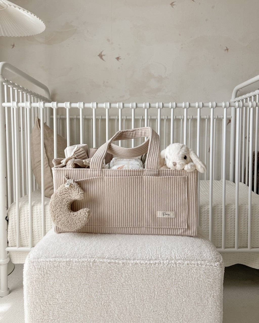 Petite + Co - Wholesale Diaper Caddy - Baby - NAPPY CADDY ORGANISER - CORD | TAUPE