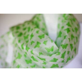 Viverano Organics - Vendita all'ingrosso Sciarpa - Donna - Sciarpa oversize in seta con farfalle, colore: verde lime
