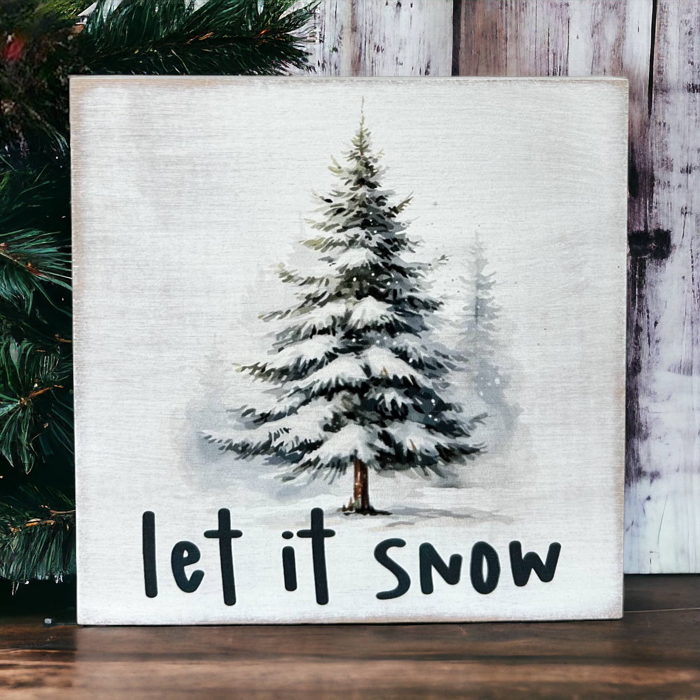 Inkwood Crafters - Wholesale Sign - Let it Snow - Rustic Wood Winter Holiday Sign0