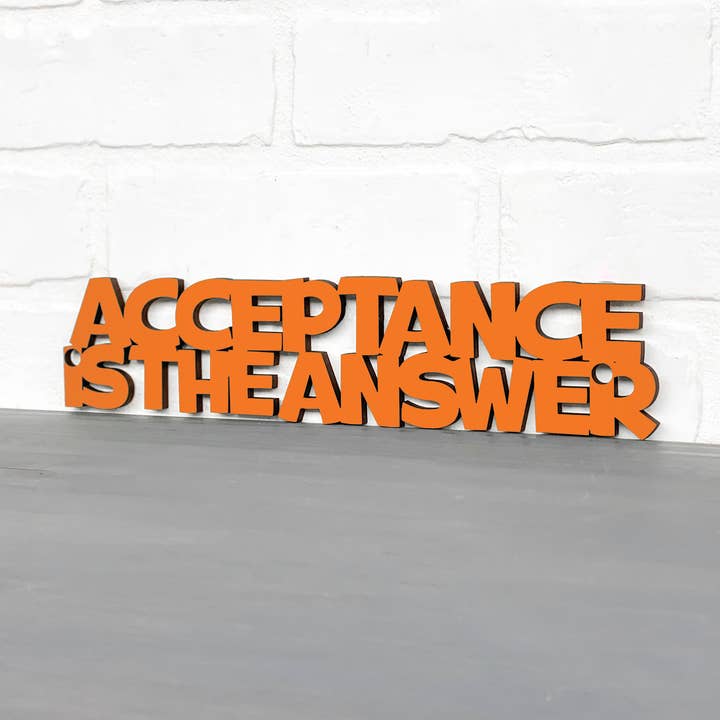 Acceptance Is the Answer Inspirational Recovery Wall Decor for wholesale by Spunky Fluff