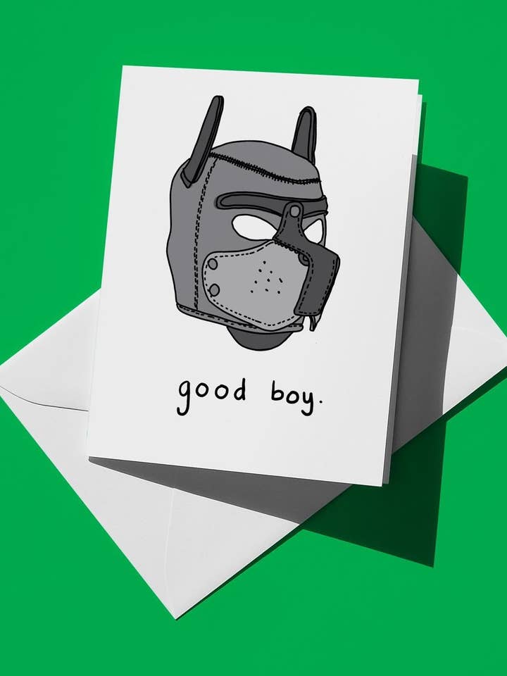 LGBTQ Pride Greeting Card Good Boy Pup BDSM Art Print Kink Card for Friends & Partners Pride Month Just Because for wholesale by semiserious studio