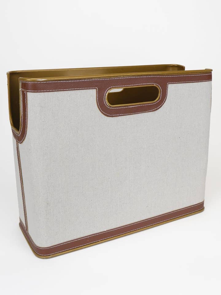 Becki Owens Magazine Holder with Leather Accents and Gold Metal Frame for wholesale by DesignStyles Home