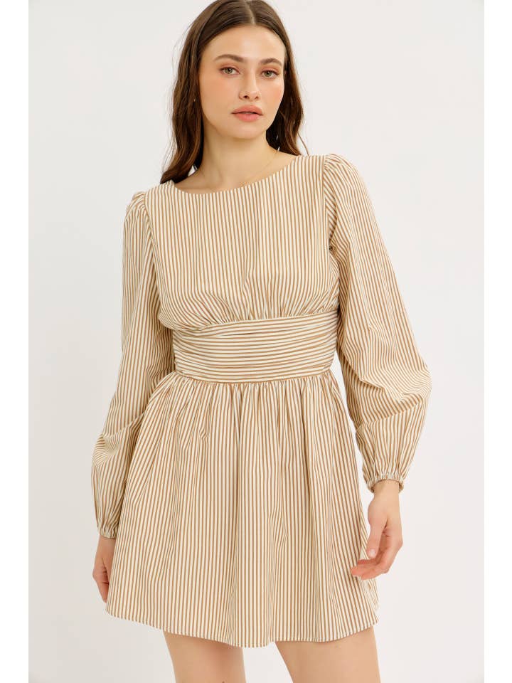 idem ditto - Wholesale Dress - Women's - CHARMING TWIST STRIPE MINI DRESS WITH DRAMATIC OPEN BACK2