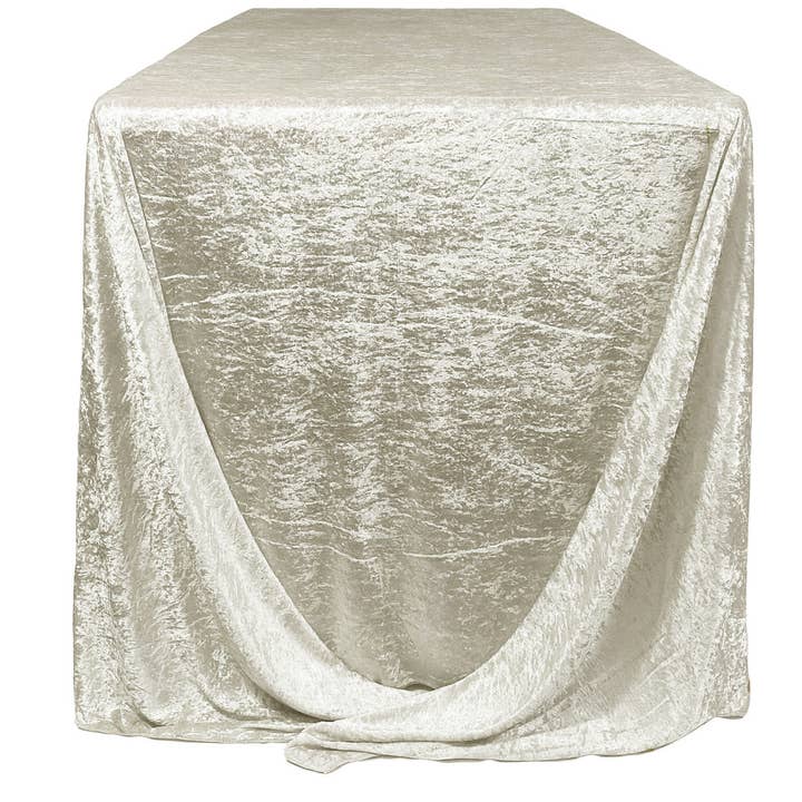 YOUR CHAIR COVERS - Wholesale Tablecloth - 90 x 156 Inch Rectangular Crushed Velvet Tablecloth Ivory4