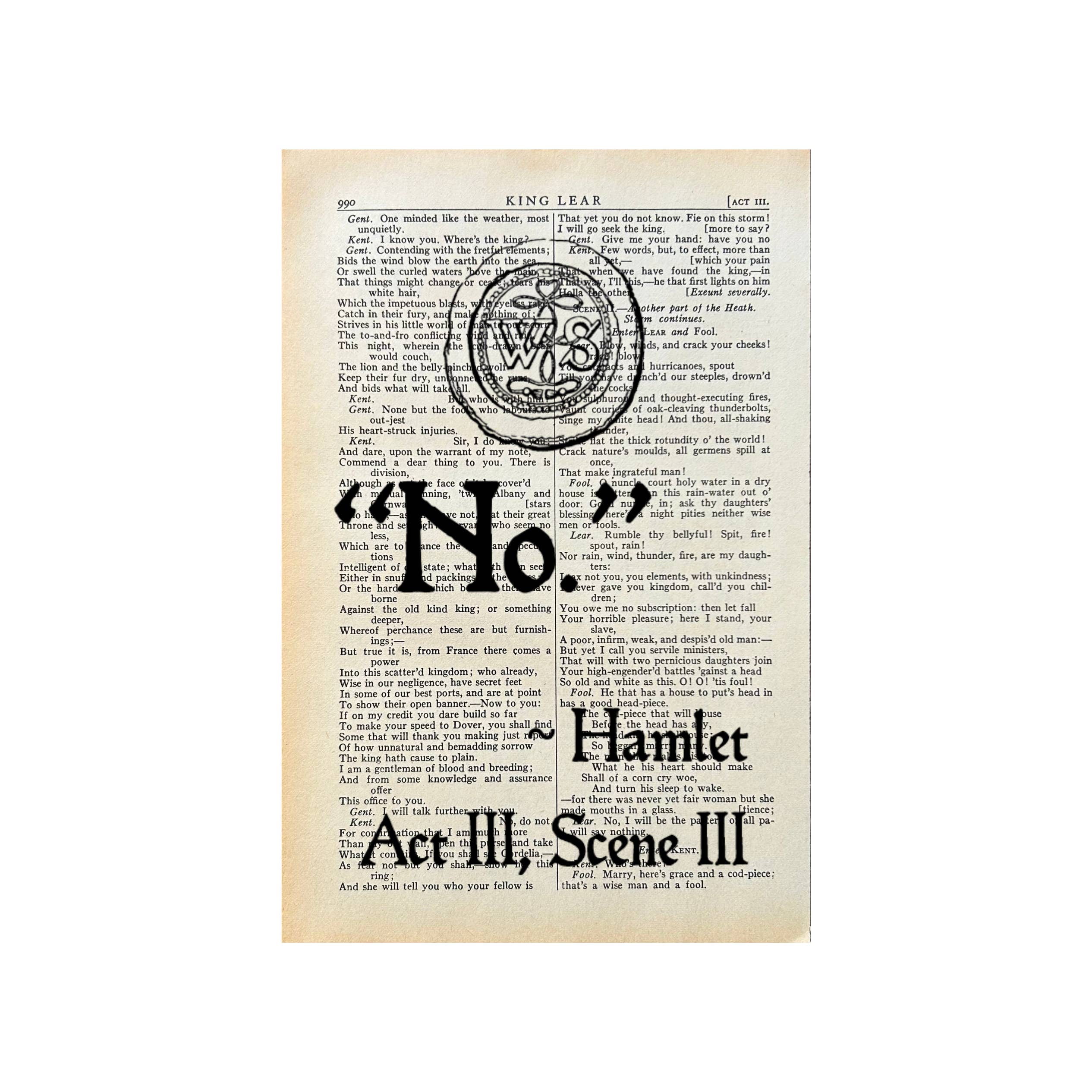 Bookish Birds - Wholesale Art Print - No. Hamlet Act III | Dictionary Print | Vintage Book Art