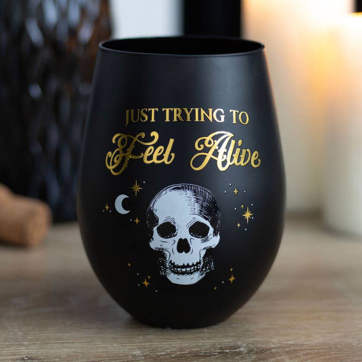 Something Different Wholesale – Engroshandel Vinglas – Forsøger at føle sig levende Skull Stamless Vinglas0