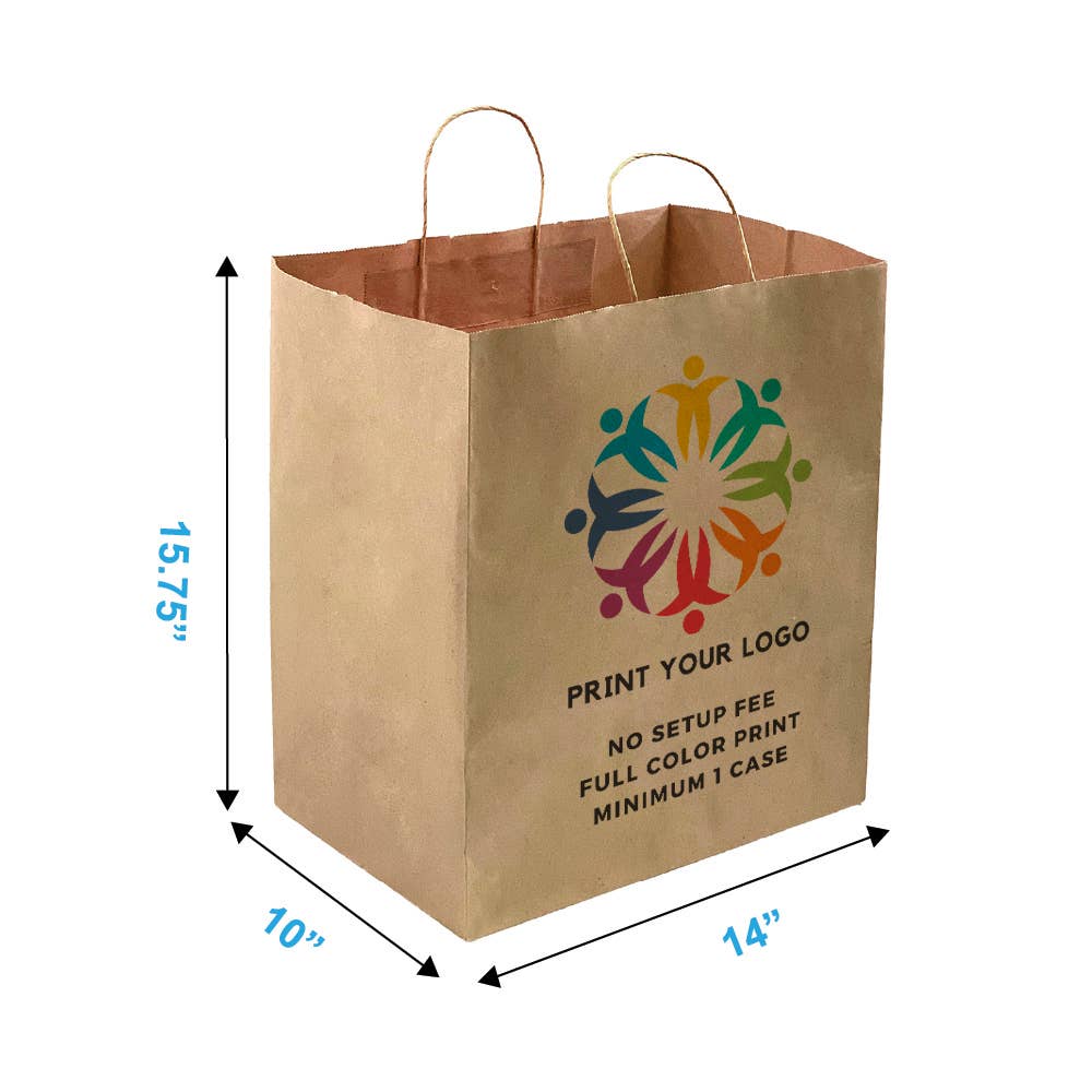 Kis Paper - Wholesale Gift Bag - Custom Print Super Royal 14x10x15.75 Kraft Paper Bags