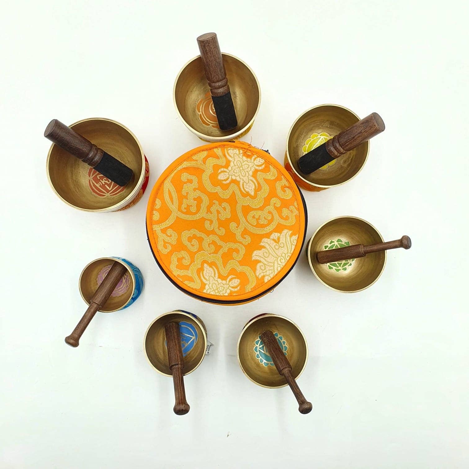 Fwosi – Material de meditação por atacado – Conjunto de Meditação com 7 Taças Tibetanas com Estojo de Transporte4