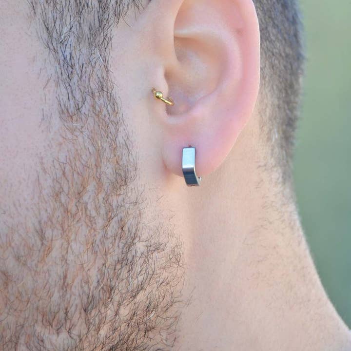 Boucle d'oreille pentagone pour homme Boucles d'oreilles pour hommes Or et argent pour la vente par StockJWL