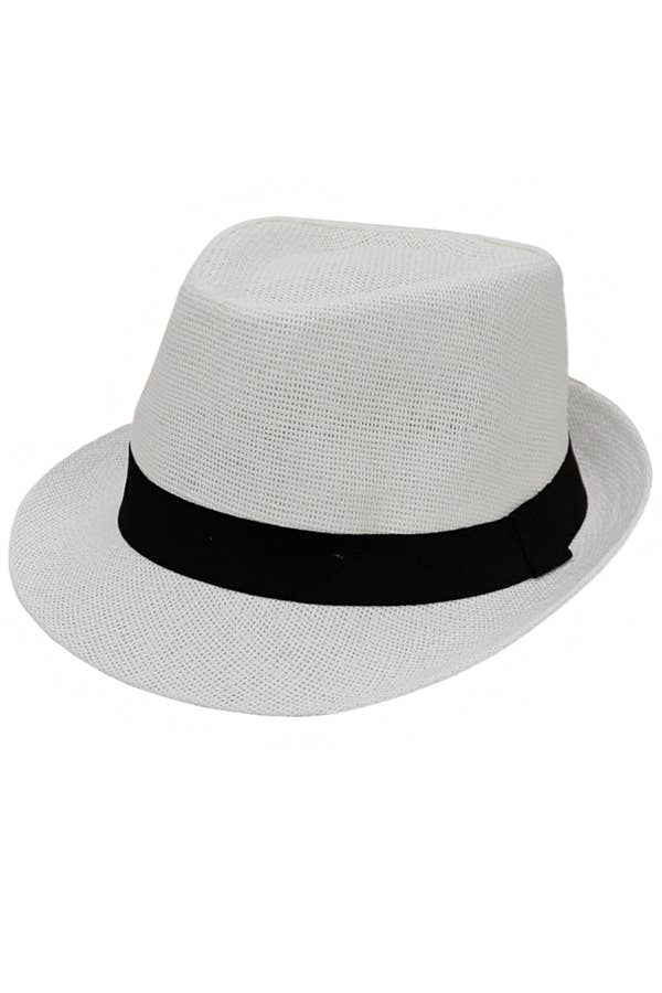 Cap Zone - Venta al por mayor Sombrero de paja - Mujer - Black Band Decor Open Weave Papel Peso Ligero Paja Fedora7