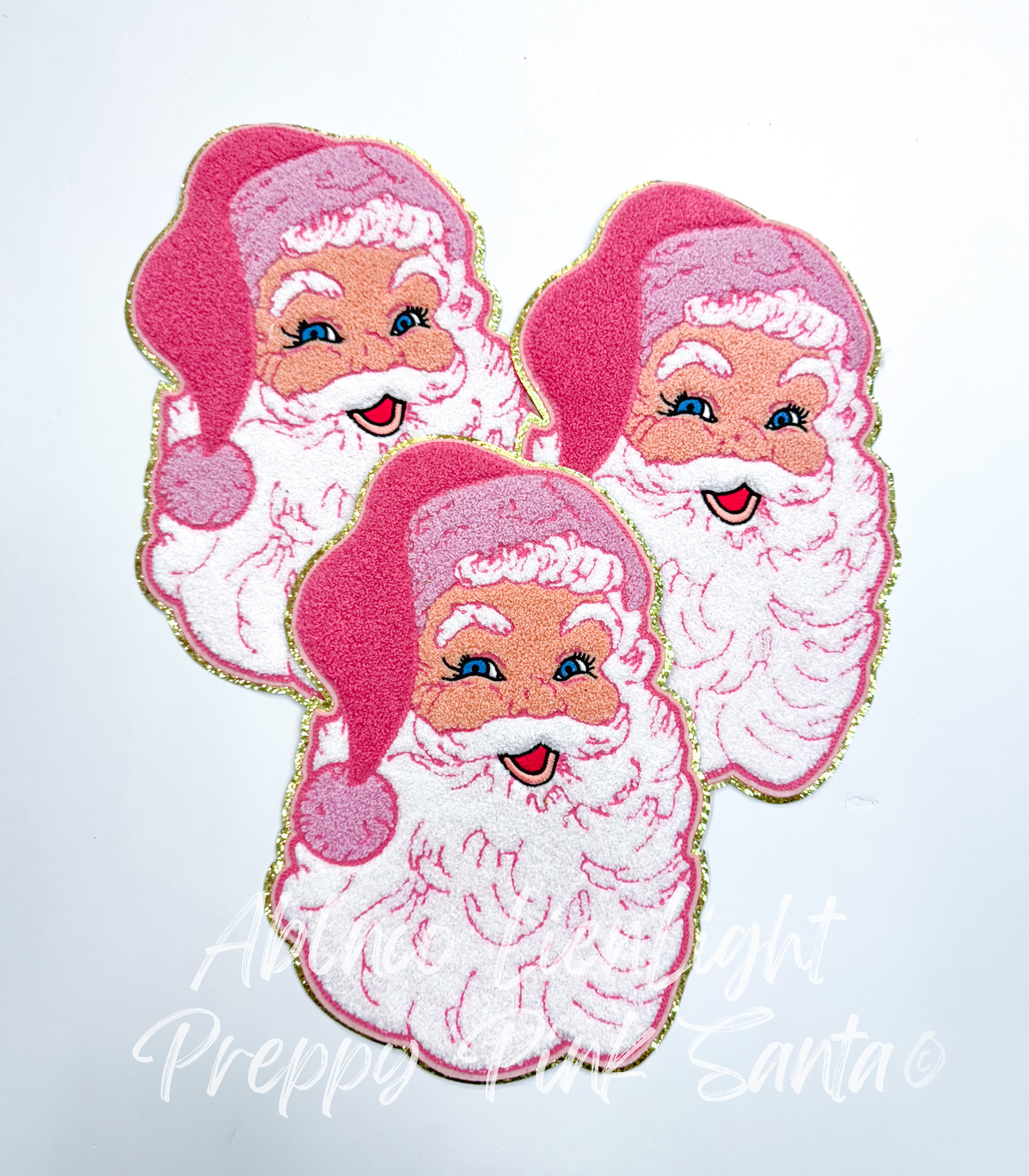 Wholesale Big Preppy Pink Santa©️Christmas Holiday Chenille Patch