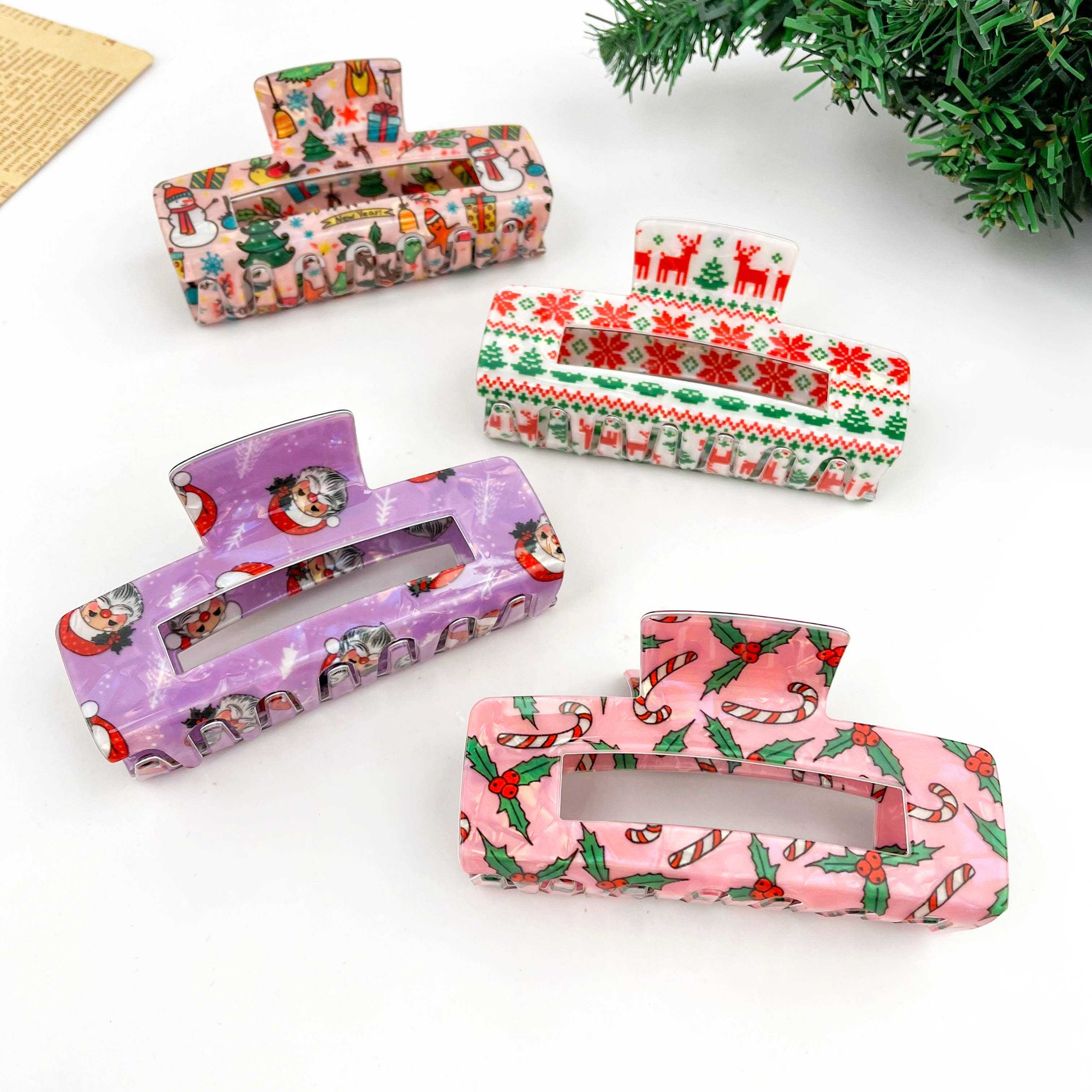 TheDivaSoap - Wholesale Hair Clip - Women's - Christmas Series Rectangular Hair Claw Clips14