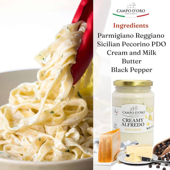 Wholesale Italian Food - Wholesale Pasta Sauce - Campo D'Oro, Creamy Alfredo Pasta Sauce, 12.3 oz (348g)3