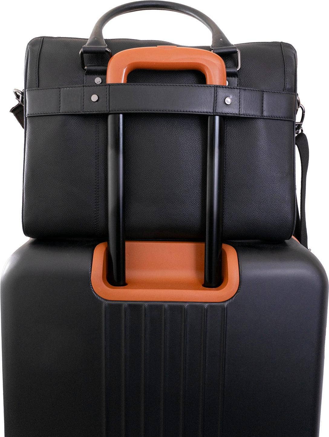 Sort Gotham 18" Pebble Grain Ægte Læder Dokumentmappe - Sort for engroshandel på Faire5