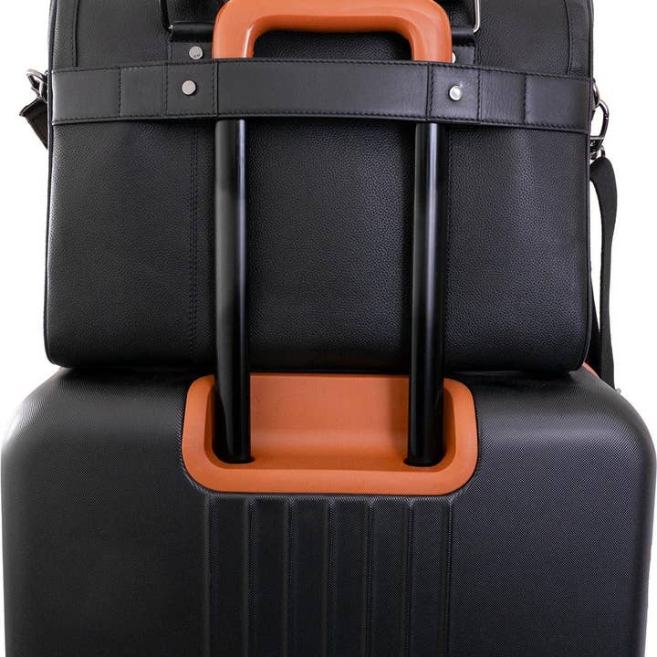 Sort Gotham 18" Pebble Grain Ægte Læder Dokumentmappe - Sort for engroshandel på Faire5