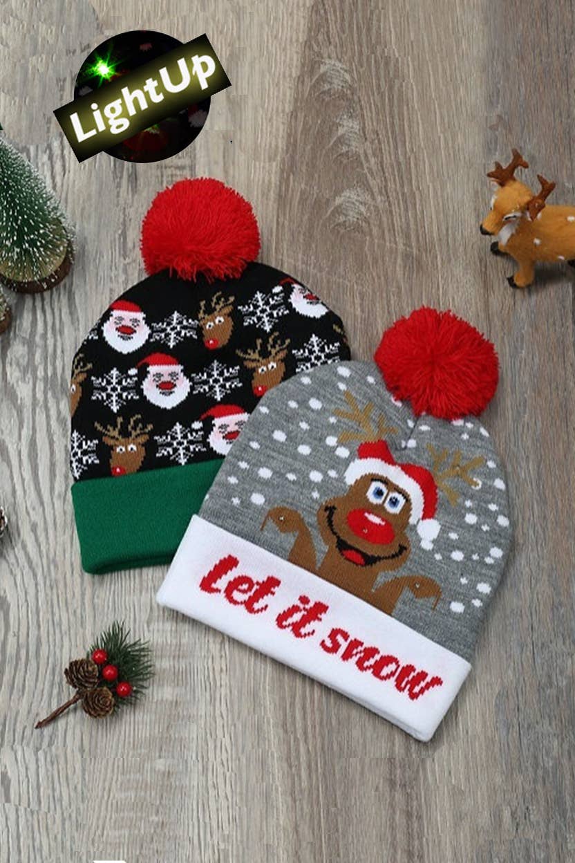 Artini Accessories - Wholesale Beanie - Women's - LED Christmas Light Up Beanie Set0