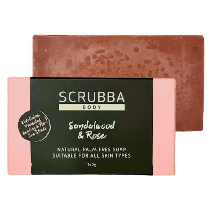Sandalwood, Rose & Red Clay Natural Handmade Soap for wholesale by Scrubba Body