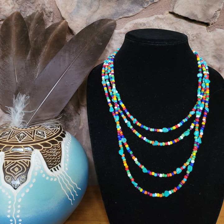 Horse Spirit Studio - Wholesale Beaded/Pearl Necklace - Set- 4 Native American made Turquoise, glass bead necklaces3