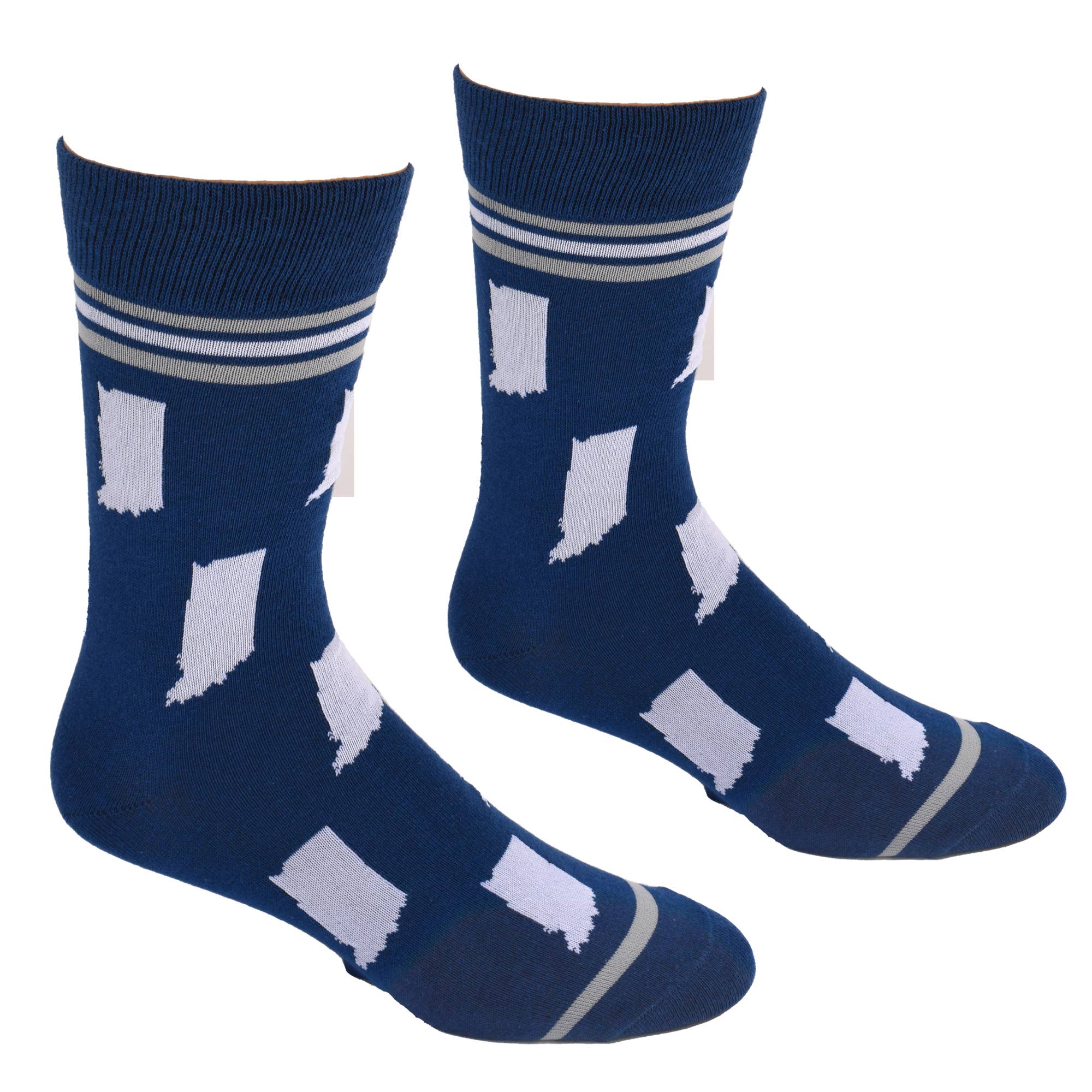 Buy Socks You All – wholesale Socks – Men's – Indiana State Shapes Blue and White Men's Socks1