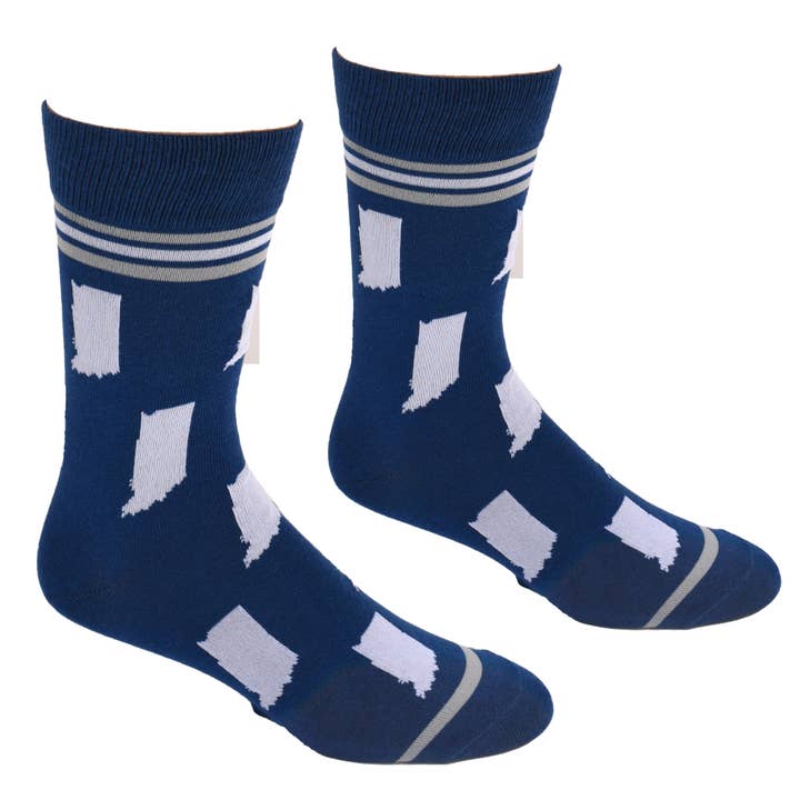 Buy Socks You All – wholesale Socks – Men's – Indiana State Shapes Blue and White Men's Socks1