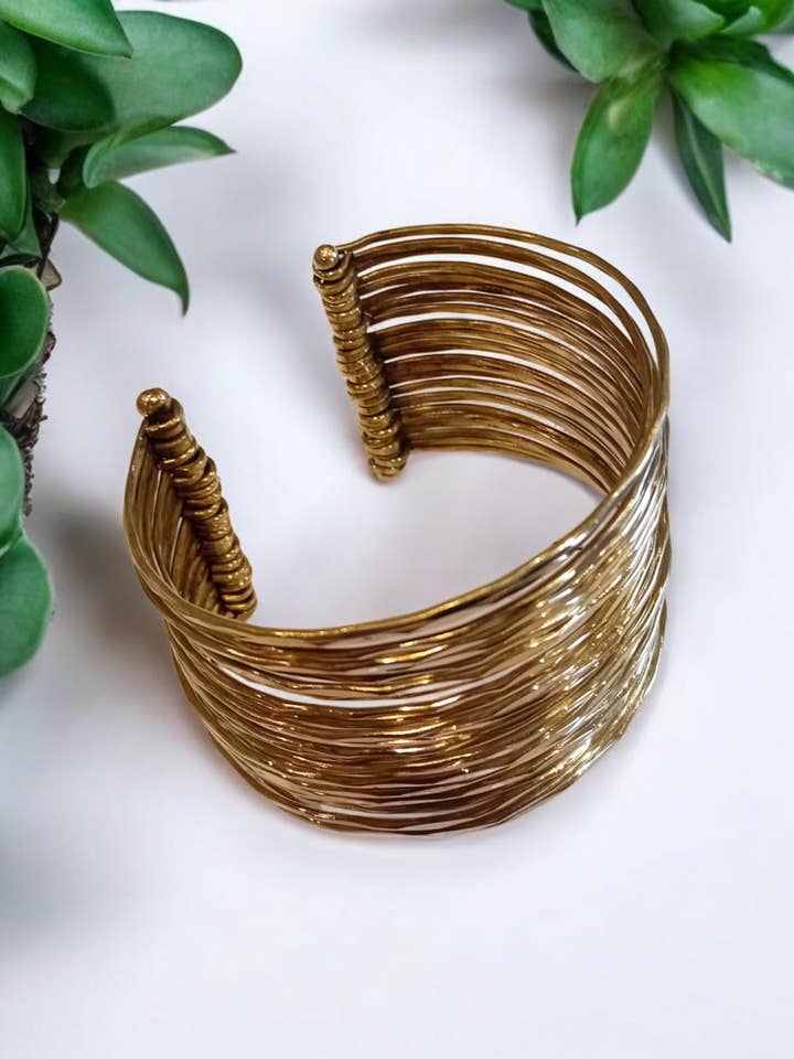 Bohotusk Multi Stand Layered Adjustable Cuff Brass Bangle Bracelet for wholesale by Bohotusk