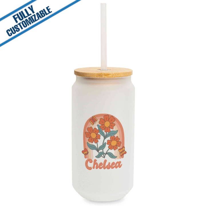16oz Frosted Can Glass With Lid & Straw - Fully Customizable for wholesale by GiftWorksPlus