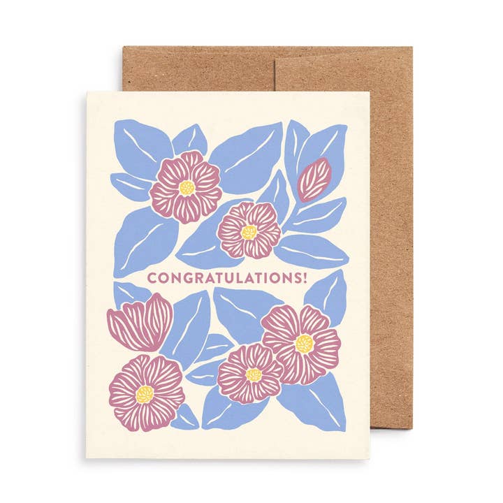 Magnolia Congratulations Card: Original Floral Art, Eco-Friendly for wholesale by Nuthatch Studio