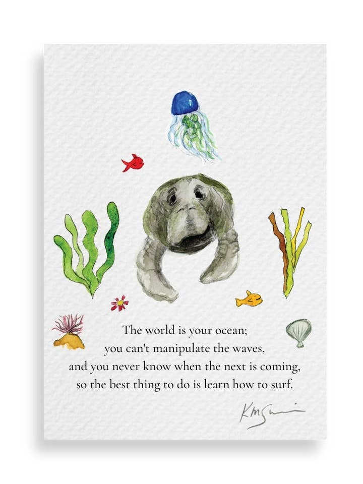 Manatees Don't Make Waves- Original Konsttryck- signerad av konstnären- Kate Marie Sulick för wholesale av Kate Marie Sulick