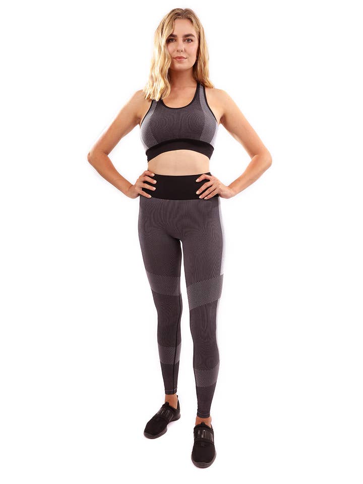 Arleta Seamless Leggings & Sports Bra Set - Black for wholesale by Savoy Active