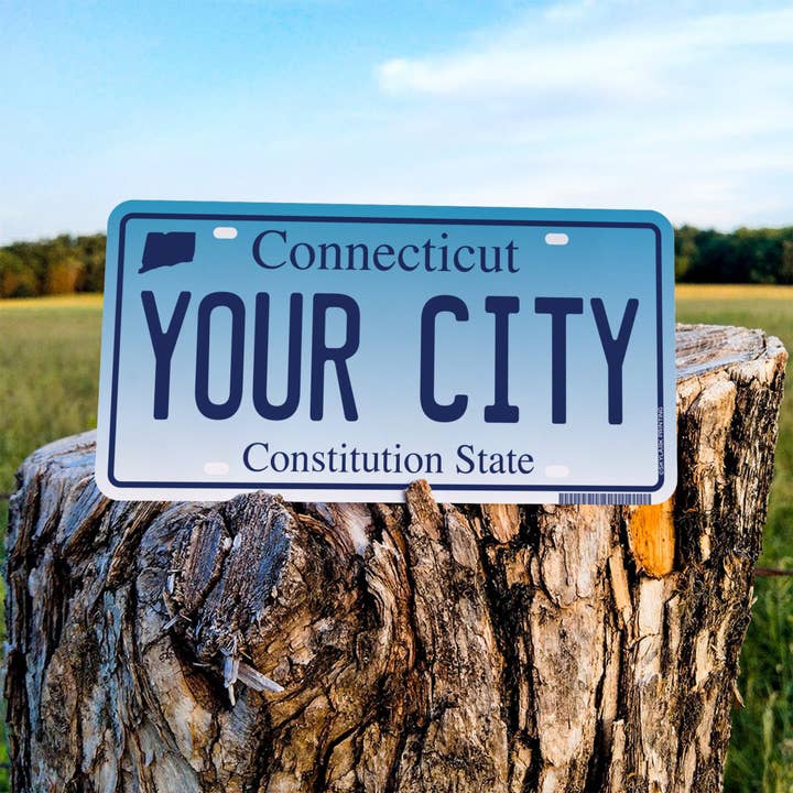 Skylark Printing - Wholesale Sticker - Connecticut Plate Souvenir Sticker with Your City, Text1