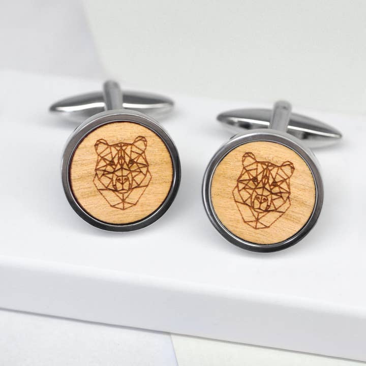 Geometric Bear Bezel Cufflinks for wholesale by Joanna Emily
