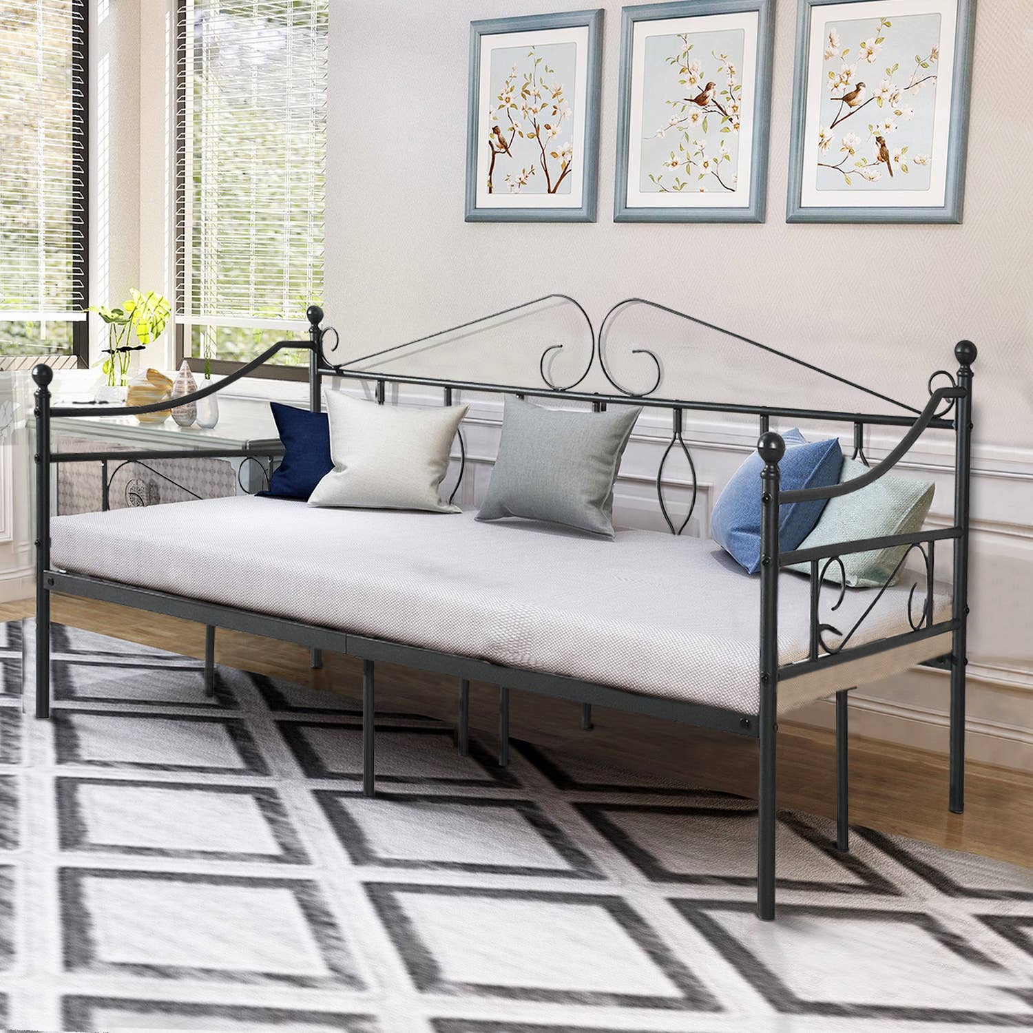 HOMYCASA DESIGN INC - Wholesale Bed - Twin Daybed Metal Platform Bed Frame SofaBed with Metal Slat10