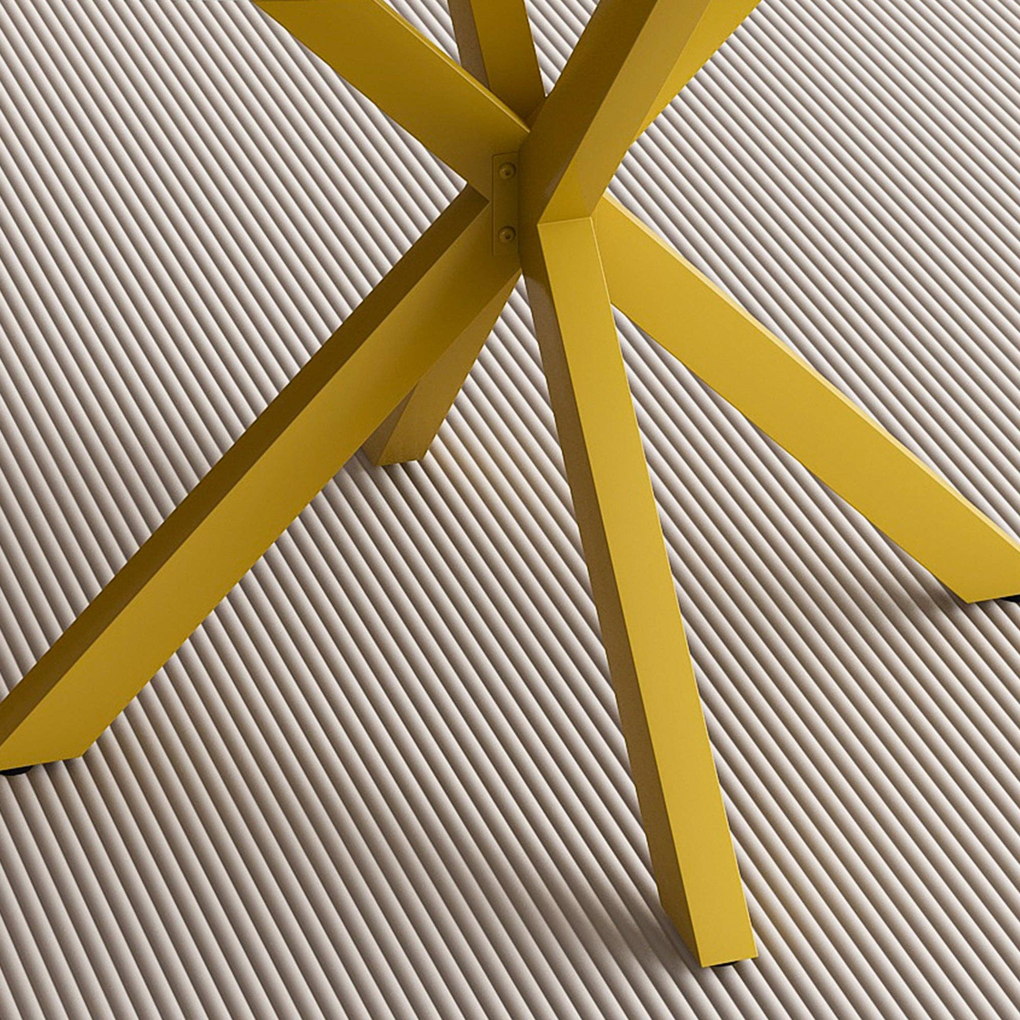 39F Inc. - Wholesale Side Table - Modern Round Dining Table with Extendable Blades, Carbon Steel X-Base, White Marble-Veined Top, MDF and Iron Construction, Fits 4-6 People6