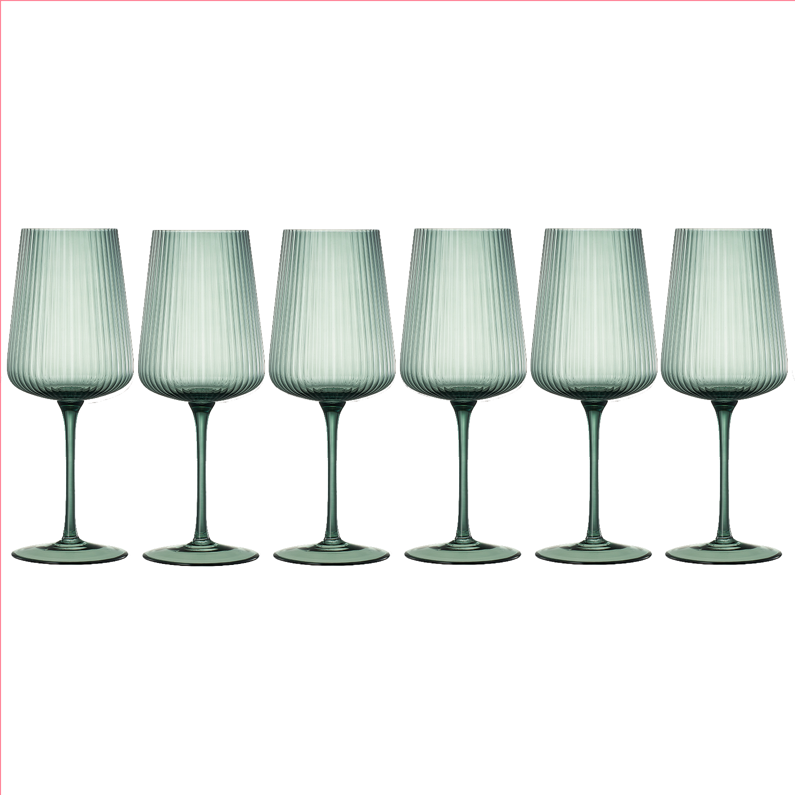 The Wine Savant /  Khen Glassware - Wholesale Wine Glass - Ripple Colored Wine Glasses - Set of 6 Muted Green Glassware4
