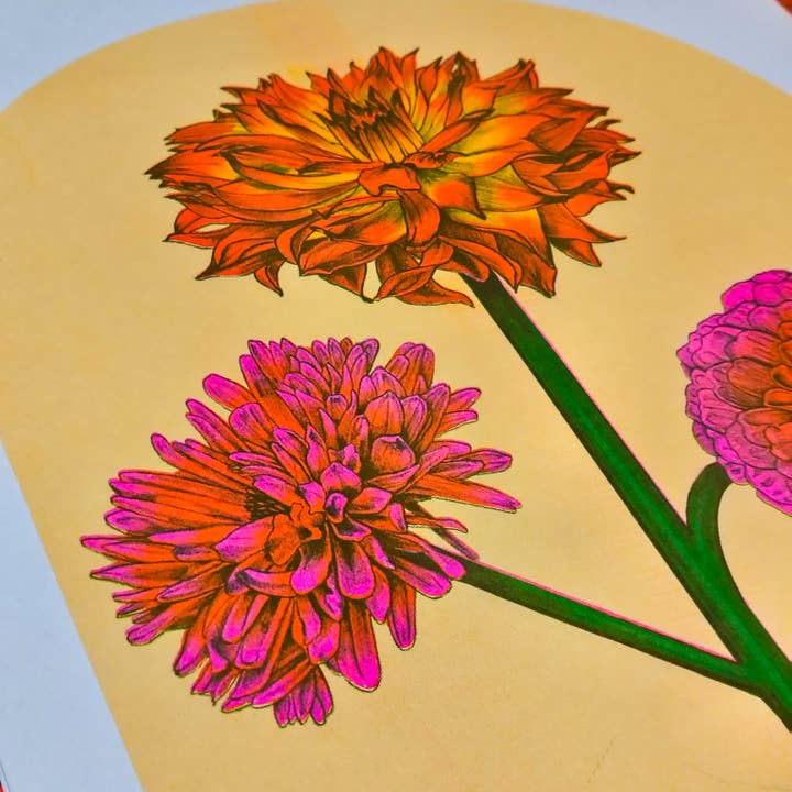 Psychedelic Lens - Wholesale Art Print - Magical Flower Riso Print3