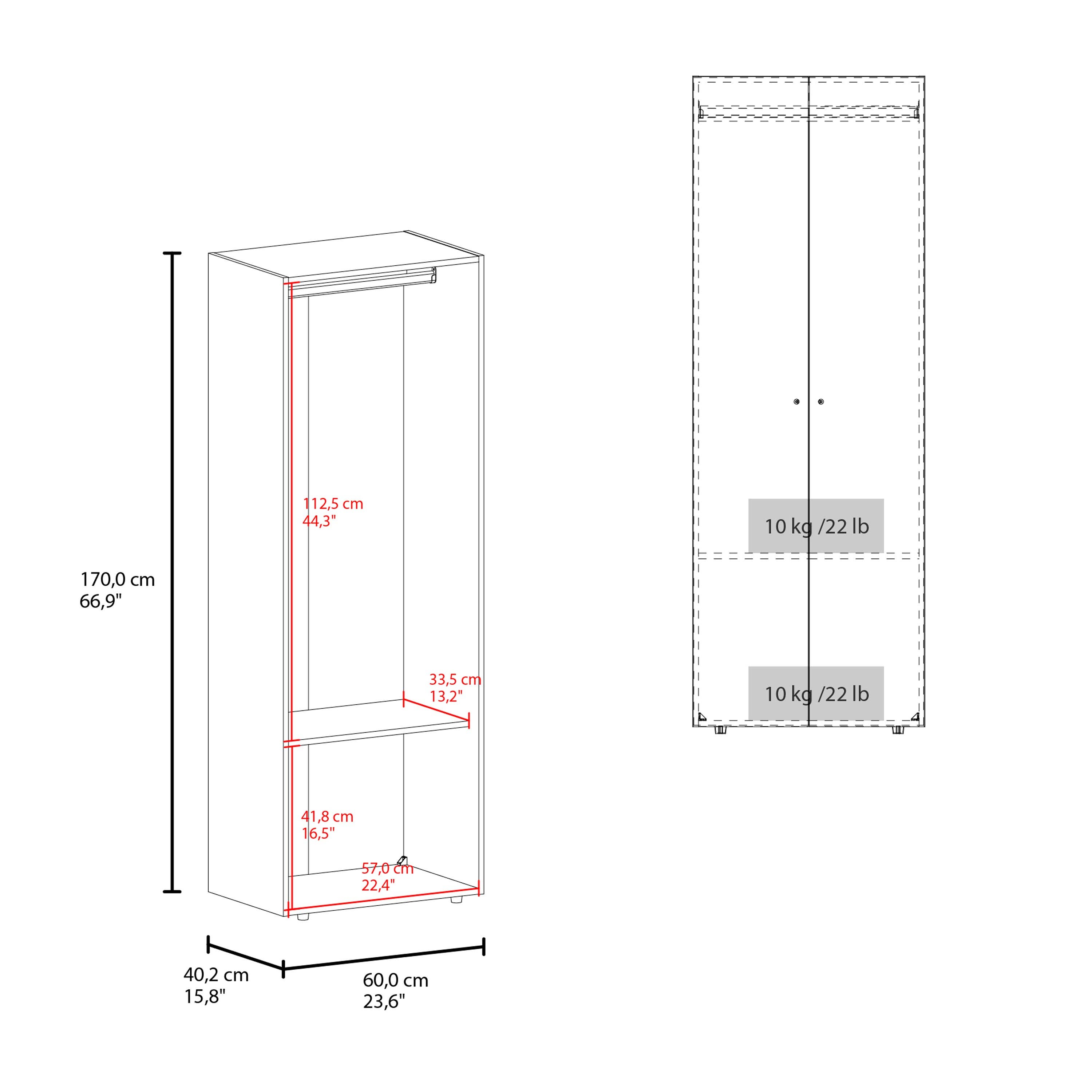TUHOME FURNITURE - Wholesale Bedroom Furniture - Home 2 Doors Closet System Armoire, Hanging Rod and Storage Shelf, Modern Armoire for Bedroom Organization Storage18
