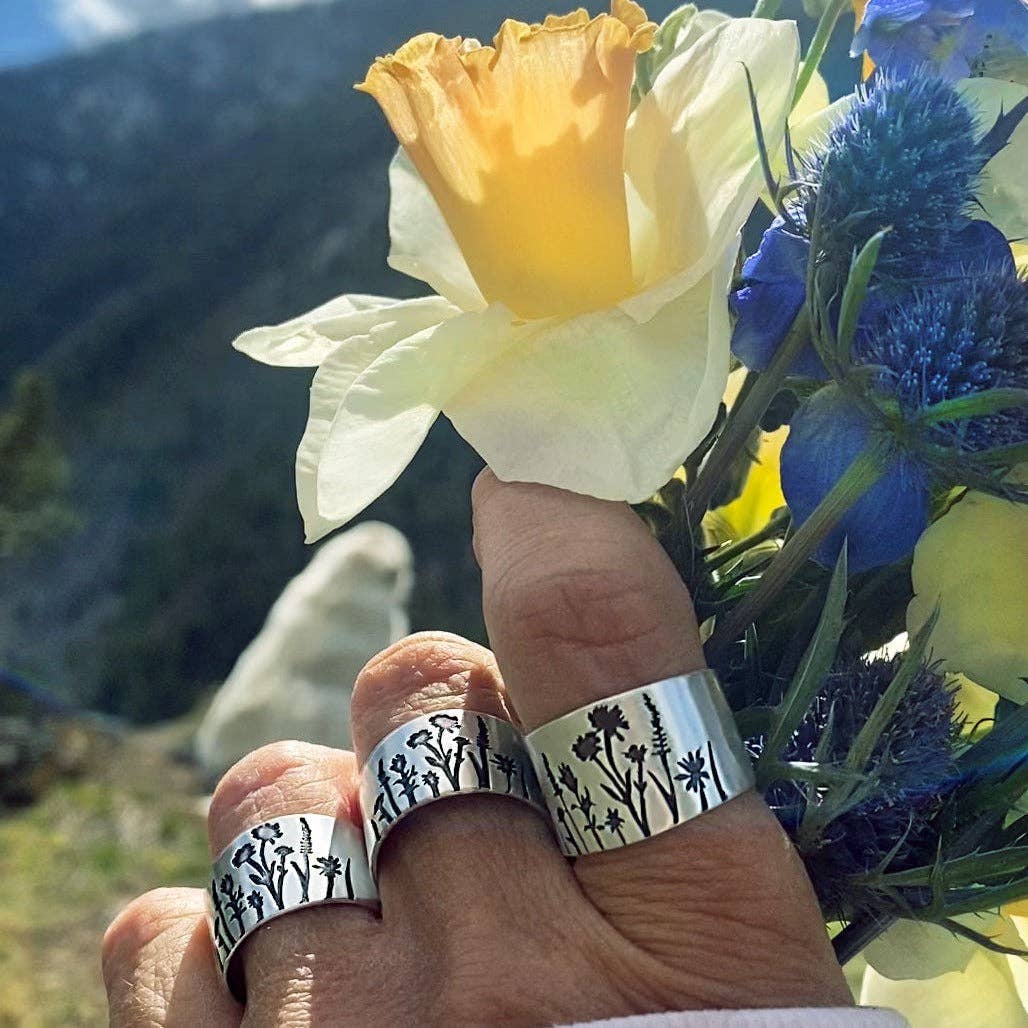 Daphne Lorna - Wholesale Cocktail/Statement Ring - Wildflowers Adjustable Ring- Flower Ring in silver or brass3