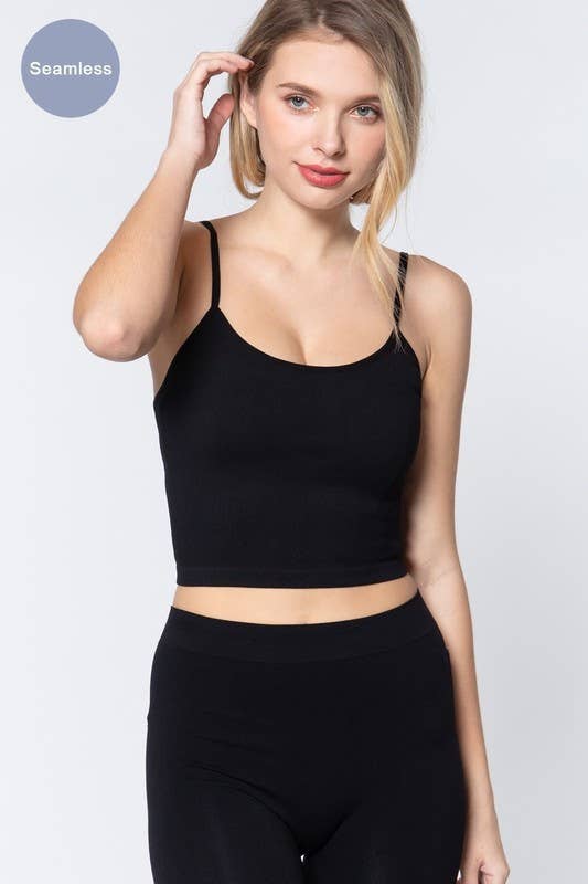 Active Basic | Active USA - Vente Caraco – femme - Camisole côtelée sans coutures à col rond0