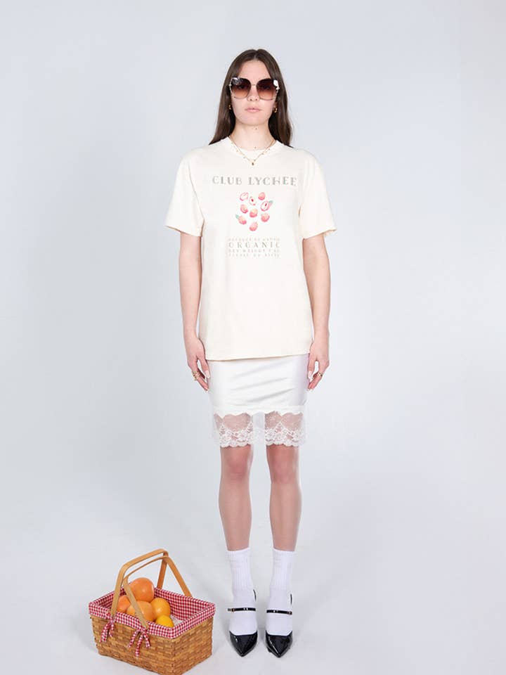 T-shirt de algodão de grandes dimensões Augusta com estampa de mercado de frutas por atacado de Jessie Da Silva