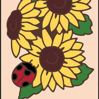Welcome Sunflowers with Ladybug 3x6 Tile (1052) for wholesale by Earthtones Tile