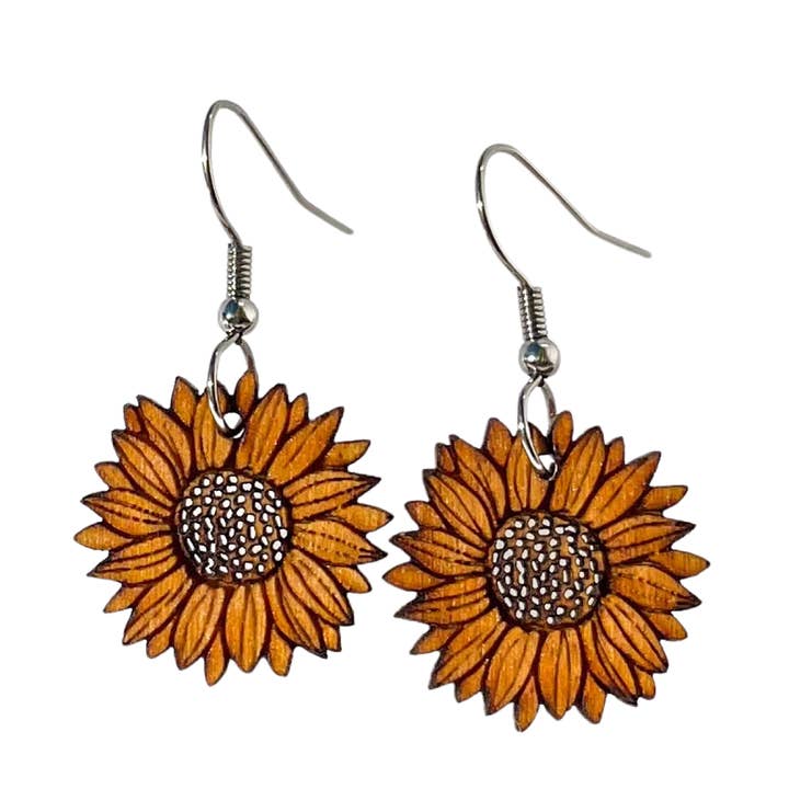 Øreringe i naturligt træ | SOLSIKKE MINIS for engroshandel hos lovelevel