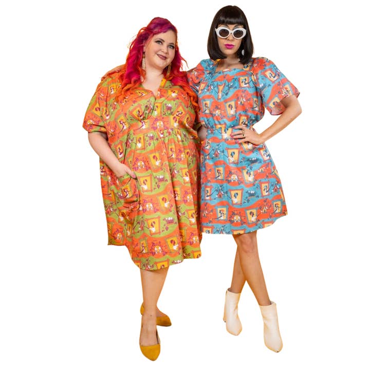 Brownstone Betties Caftan in Orange & Olive for wholesale by Blue Platypus