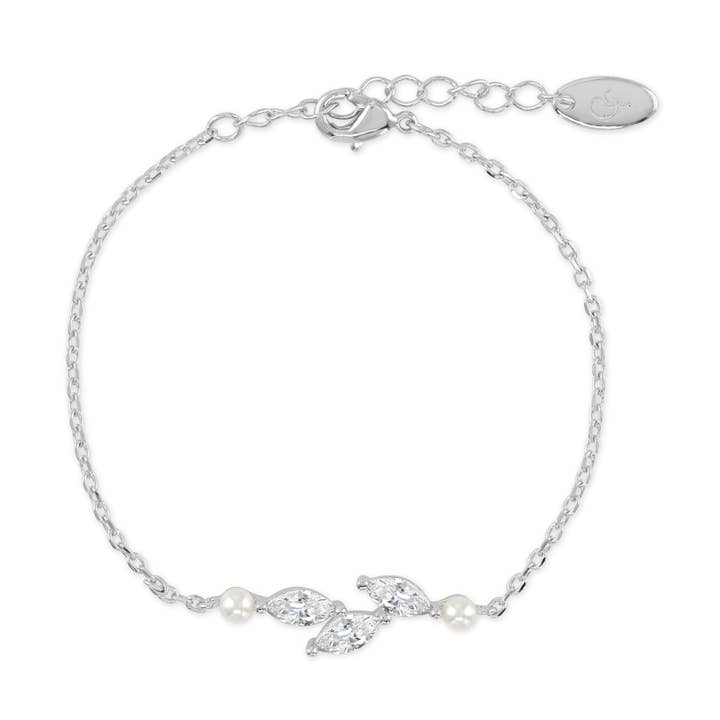 ERYN BRACELET // Silver dainty pearl and cz bracelet for wholesale by Emilia Rae Jewellery