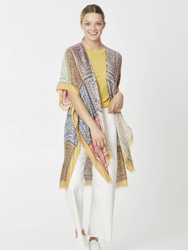 Damask Patchwork Print Kimono for engroshandel hos Do Everything In Love®