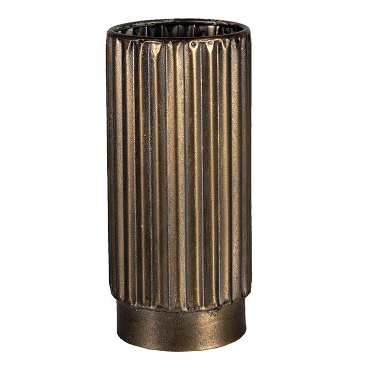 6Y4326 Vase Ø 11x23 cm Gold colored Metal Round Metal Vase for wholesale by Clayre & Eef