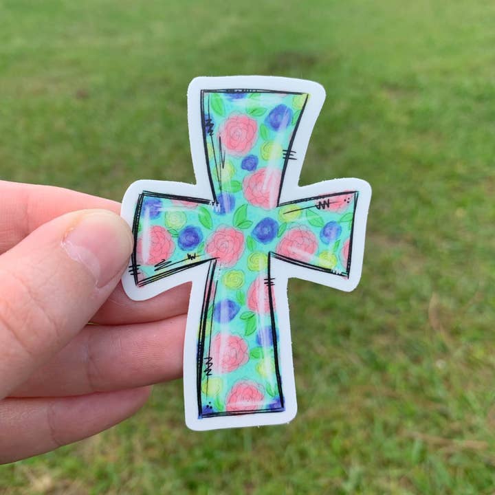 Floral Cross Sticker for wholesale by Painted Skies