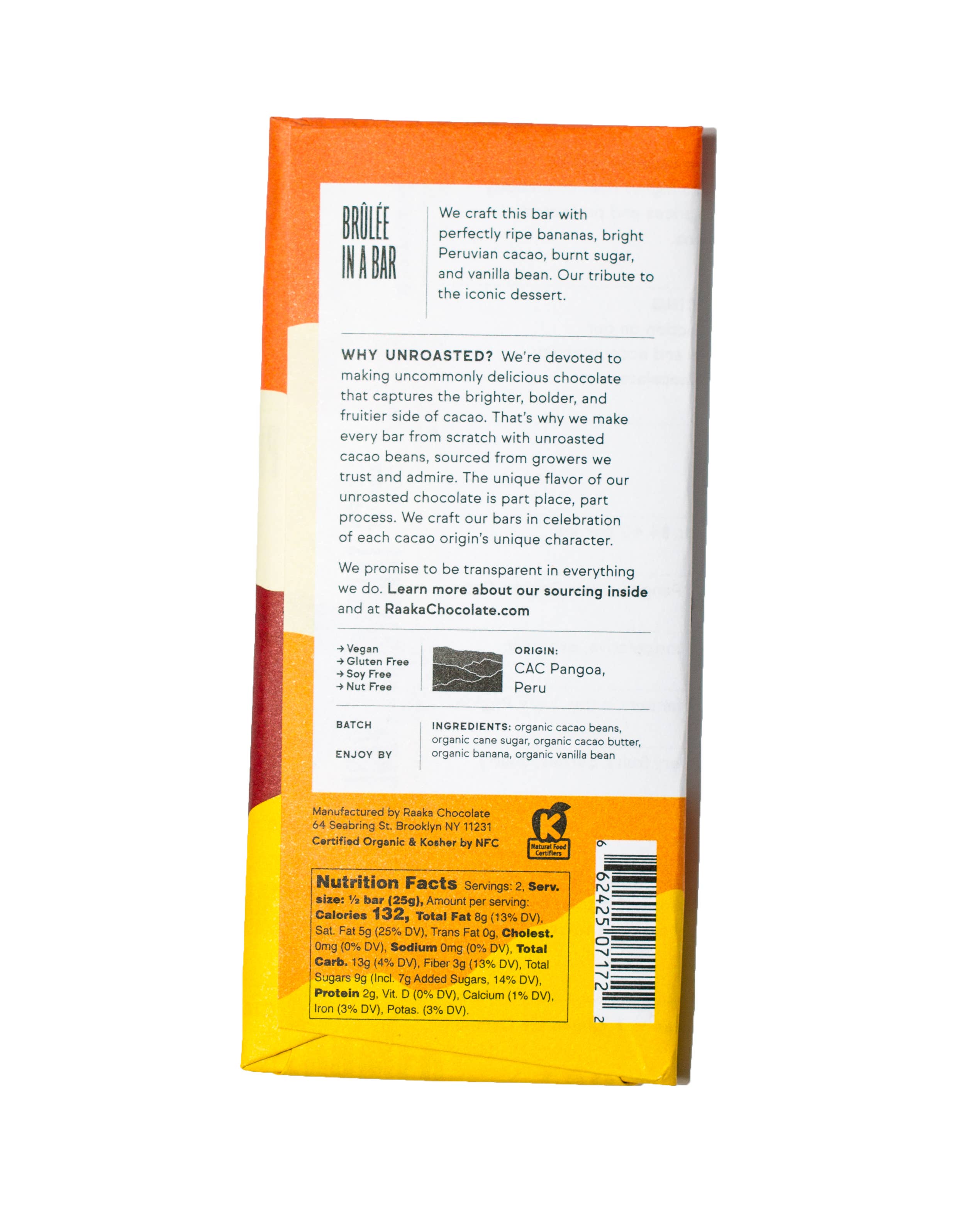 Raaka Chocolate - Vente Barre chocolatée - Tablette de chocolat Bananas Foster 66 %1