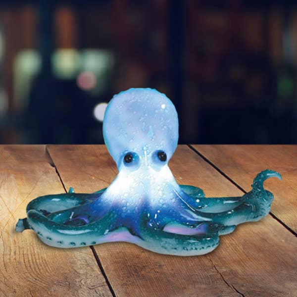 9"H LED Blue Octopus Night Light Marine Life Figurine Gifts for wholesale by FC Design