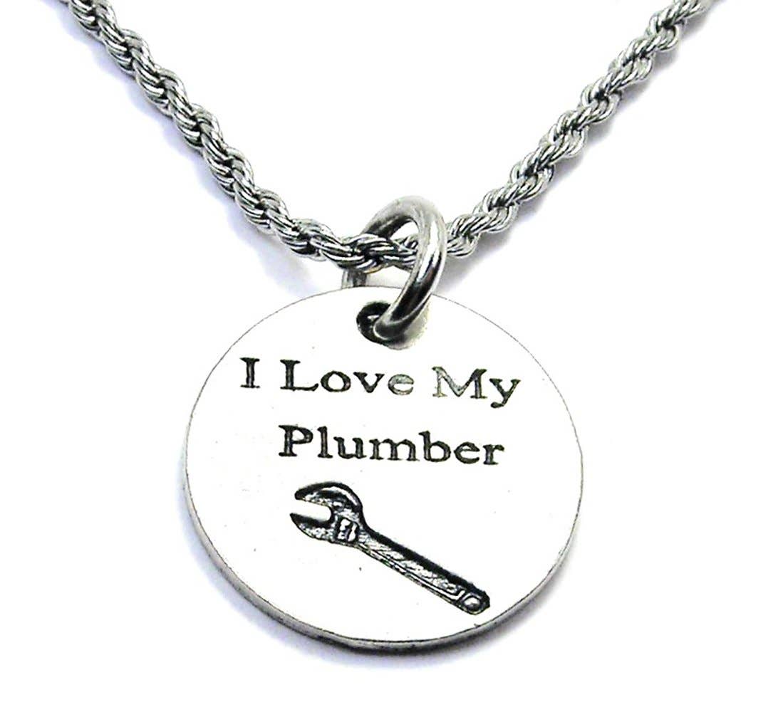 Chubby Chico Charms - Wholesale Halskettinghanger - I Love My Plumber Single Charm Necklace Carrières Beroepen0