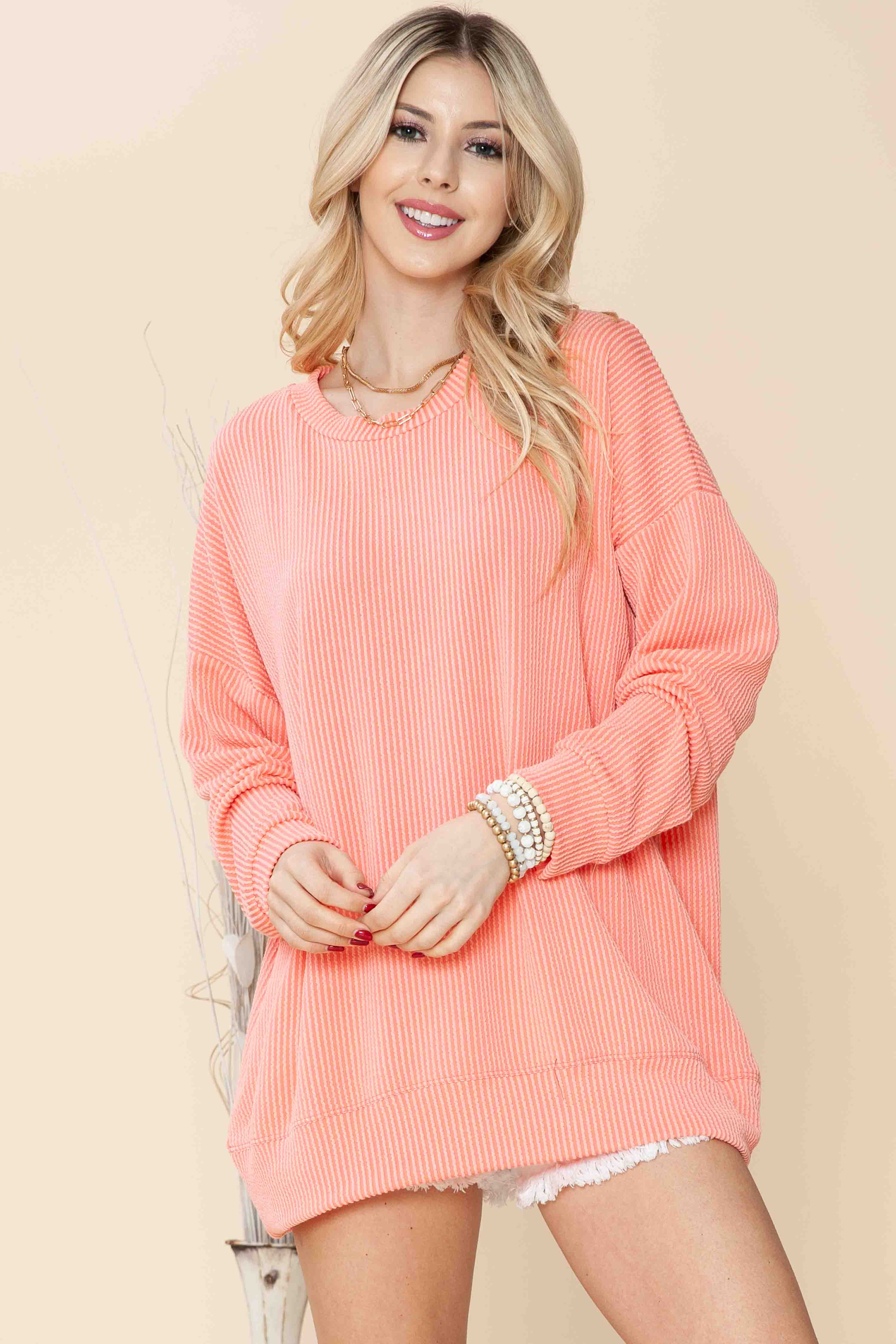 Burgundy Apparel - Wholesale Sweatshirt - Women's - WAVE RIB OVERSIZED SWEATSHIRT22